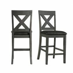 Cheapest โจ Alexa 24 in. High Back Wood Counter Height Side Chair Set in Gray (Set of 2) by Picket House Furnishings โ๏ธ