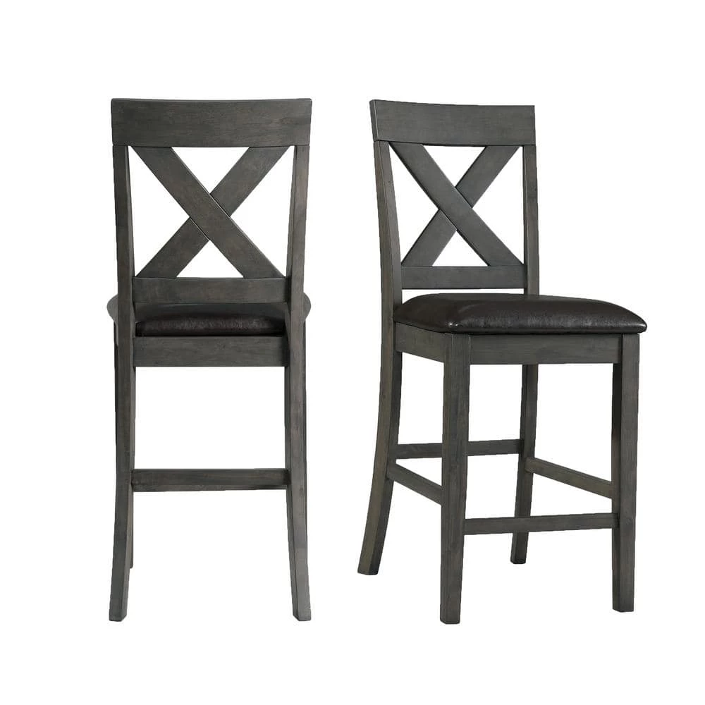 Cheapest โจ Alexa 24 in. High Back Wood Counter Height Side Chair Set in Gray (Set of 2) by Picket House Furnishings โ๏ธ