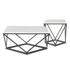 Deals 🛒 Conner 2-Piece Black Square Marble Coffee Table Set by Picket House Furnishings 🛒