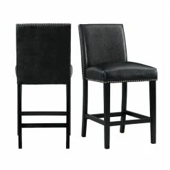 New 🤩 Pia Faux Leather Counter Height Side Chair Set in Black by Picket House Furnishings ⭐