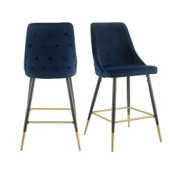 Top 10 ⭐ Zia 27 in. Navy High Back Metal Bar Stool (Set of 2) by Picket House Furnishings 🥰