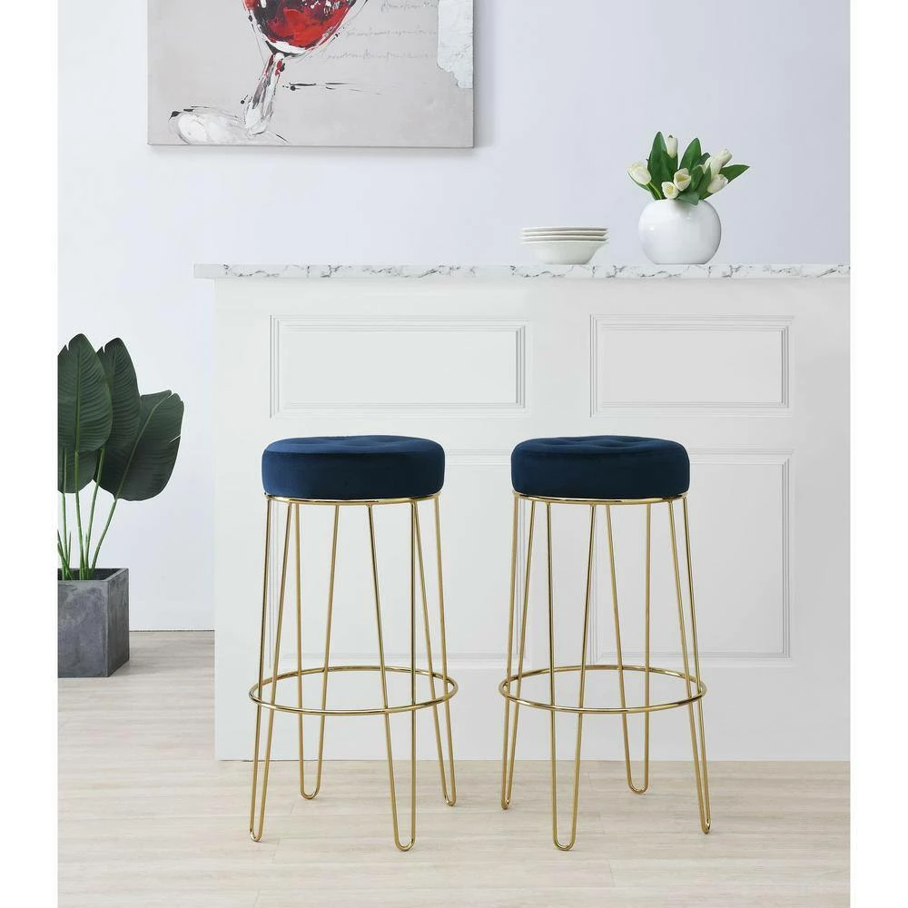 Best deal ๐ Vera 29 in. Navy Backless Metal Bar Stool (Set of 2) by Picket House Furnishings ๐ - Image 7