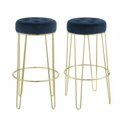 Best deal 😍 Vera 29 in. Navy Backless Metal Bar Stool (Set of 2) by Picket House Furnishings 👏