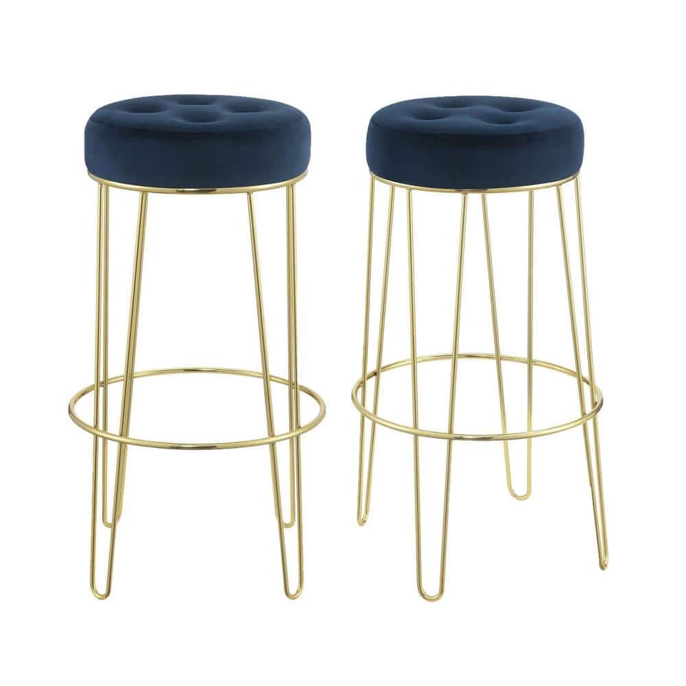 Best deal ๐ Vera 29 in. Navy Backless Metal Bar Stool (Set of 2) by Picket House Furnishings ๐