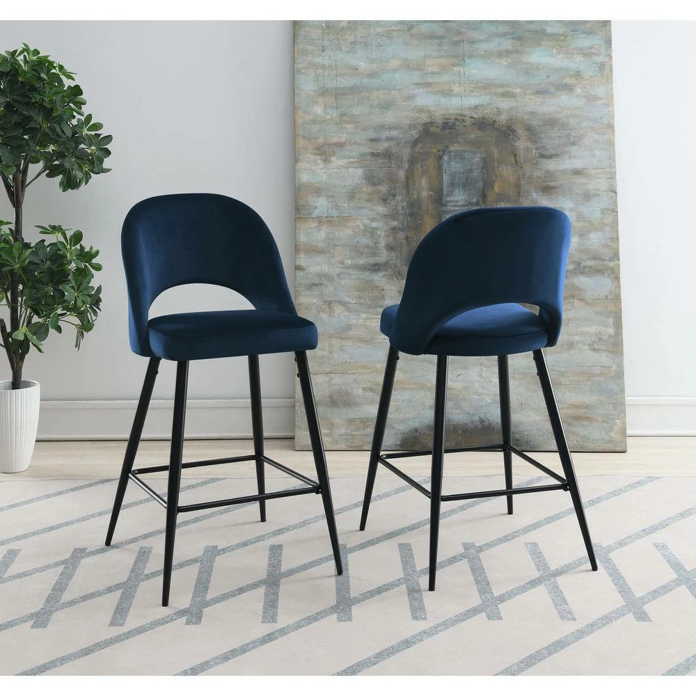 Buy 💯 Loran 28.5 in. Navy High Back Metal Bar Stool (Set of 2) by Picket House Furnishings 😉 - Image 9
