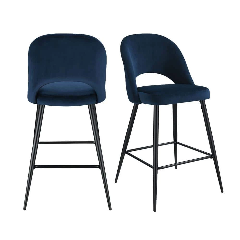 Buy 💯 Loran 28.5 in. Navy High Back Metal Bar Stool (Set of 2) by Picket House Furnishings 😉