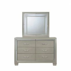 Deals ๐งจ Glamour Youth 6-Drawer ๐ Dresser & Mirror w/ LED Light Set in Champagne by Picket House Furnishings ๐คฉ