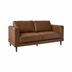 Promo 🎉 Hanson 61 in. Tan Leather 2-Seater Loveseat by Picket House Furnishings ⌛