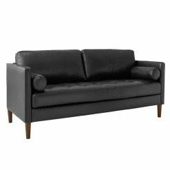 Cheap 🛒 Sire 55 in. Charcoal Leather 2-Seater Loveseat by Picket House Furnishings 👏