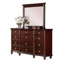 Best Sale 🛒 Gavin 12-Drawer 👗 Dresser with Mirror in Cherry by Picket House Furnishings 😉