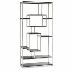Brand new 👍 Ezra 71 in. Chrome Wood 10-shelf Cube Bookcase with Geometric Design by Picket House Furnishings 🔔