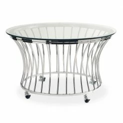 Best reviews of 😉 Astoria 3-Piece 36 in. Chrome Medium Round Glass Coffee Table Set with Casters by Picket House Furnishings ✨