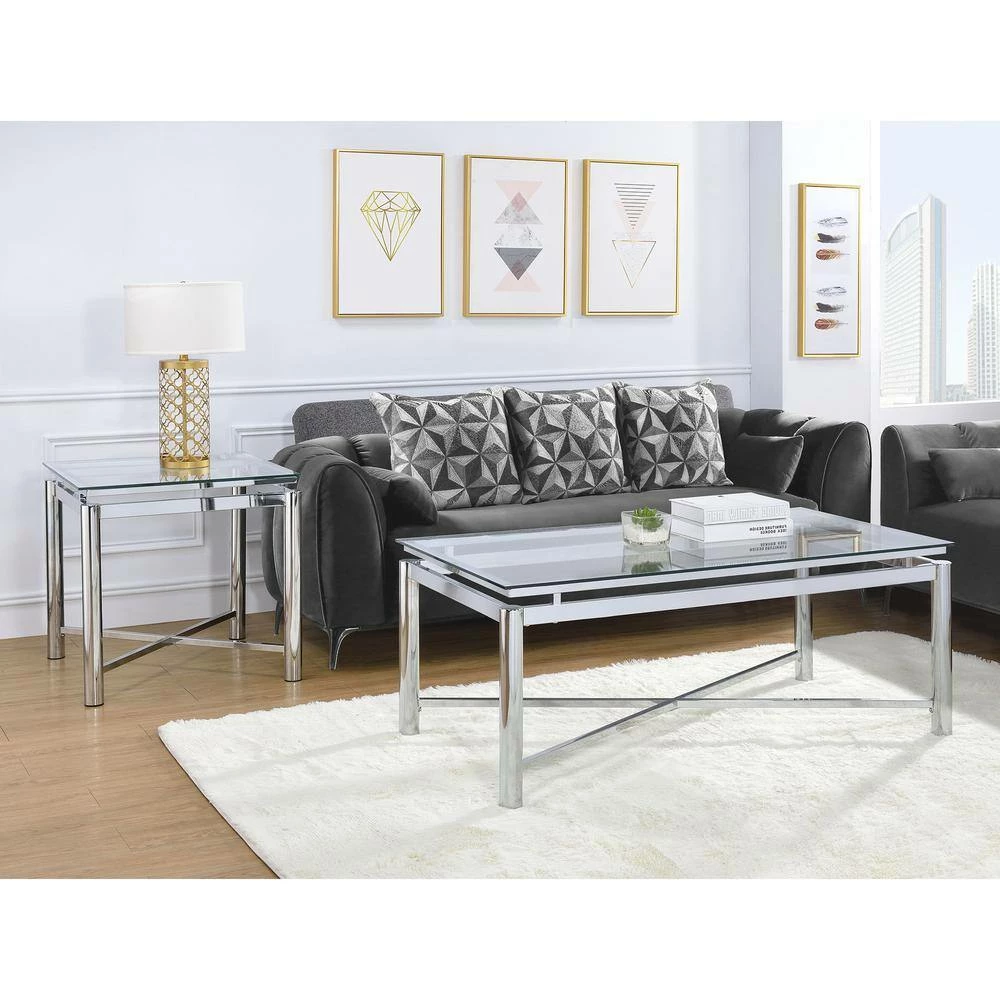 Best Pirce 🥰 Monroe Clear/Chrome 2-Piece Occasional Table Set by Picket House Furnishings 🧨 - Image 2