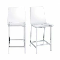 Best Sale 🤩 Crystal 30 in. Clear High Back Metal Frame Bar Stool with Acrylic Seat (Set of 2) by Picket House Furnishings ✨