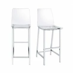 Budget ๐ Cova 30 in. Clear High Back Metal Frame Bar Stool with Acrylic Seat (Set of 2) by Picket House Furnishings ๐ฅฐ