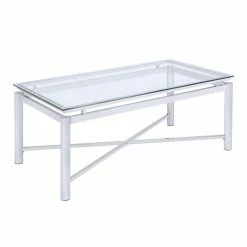 Cheapest ๐ Monroe 48 in. Clear Large Rectangle Glass Coffee Table by Picket House Furnishings ๐