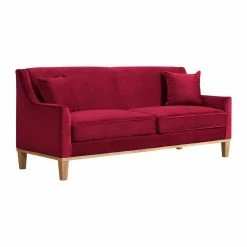 Discount 😉 Moxie 81 in. Velvet Ruby 3-Seater Sofa With Distressed Frame by Picket House Furnishings 🌟