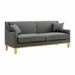 Budget 😉 Moxie 81 in. Linen Charcoal 3-Seater Sofa With Distressed Frame by Picket House Furnishings ⭐
