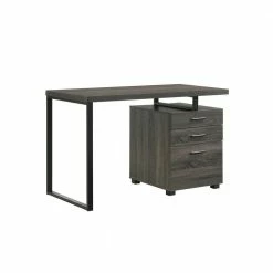 Wholesale 💯 Leighton 47 in. Rectangle Dark Grey Metal 3 Drawer Computer Desk by Picket House Furnishings 🤩