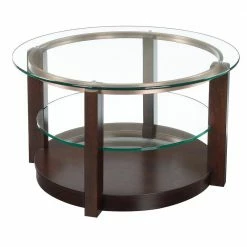 Cheap ⭐ Benton 2-Piece 35 in. Espresso/Clear Medium Round Glass Coffee Table Set with Casters by Picket House Furnishings 🎁