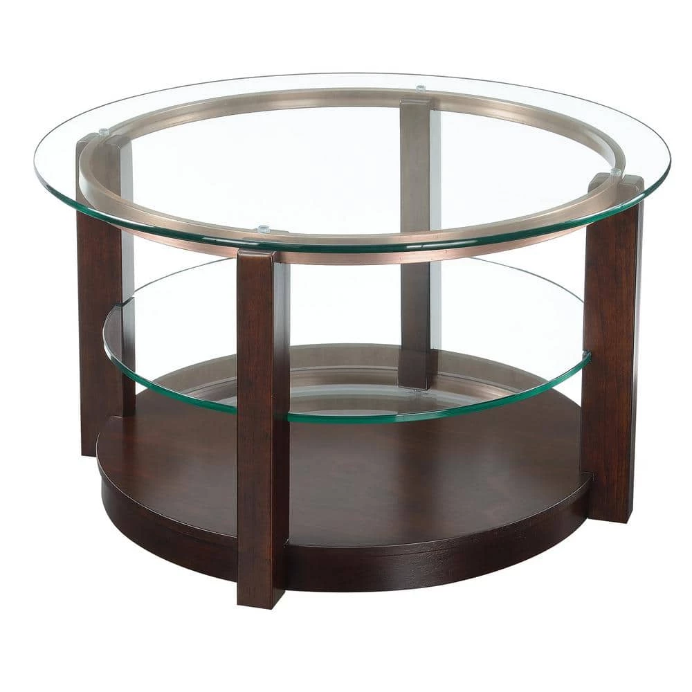 Cheap ⭐ Benton 2-Piece 35 in. Espresso/Clear Medium Round Glass Coffee Table Set with Casters by Picket House Furnishings 🎁