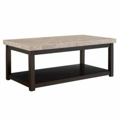 Brand new 😀 Caleb 3-Piece 48 in. Espresso Large Rectangle Marble Coffee Table Set with Shelf by Picket House Furnishings ⌛