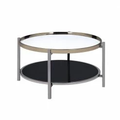 Budget 😍 Monaco 2-Piece 35 in. Gold/Slate Medium Round Glass Coffee Table Set with Shelf by Picket House Furnishings 🤩