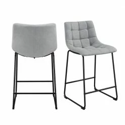Discount 🛒 Richmond 25 in. Grey High Back Metal Counter Stool in Linen (Set of 2) by Picket House Furnishings ✔️