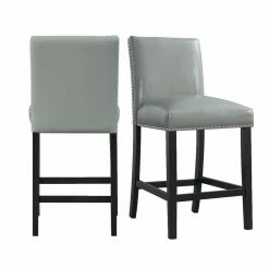 Coupon 🥰 Pia 25 in. Grey Wood Faux Leather Counter Height Side Chair Set (Set of 2) by Picket House Furnishings ❤️