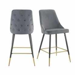 Hot Sale 🌟 Zia 27 in. Gunmetal High Back Metal Bar Stool (Set of 2) by Picket House Furnishings ❤️