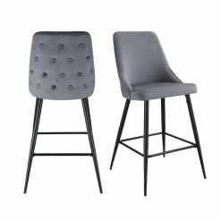 Cheapest 💯 Ziva 27 in. Gunmetal High Back Metal Bar Stool (Set of 2) by Picket House Furnishings 😀