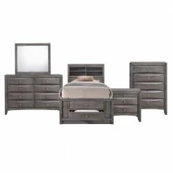 Promo 🔔 Madison 5-Piece Gray Twin Storage Bedroom Set by Picket House Furnishings 😀