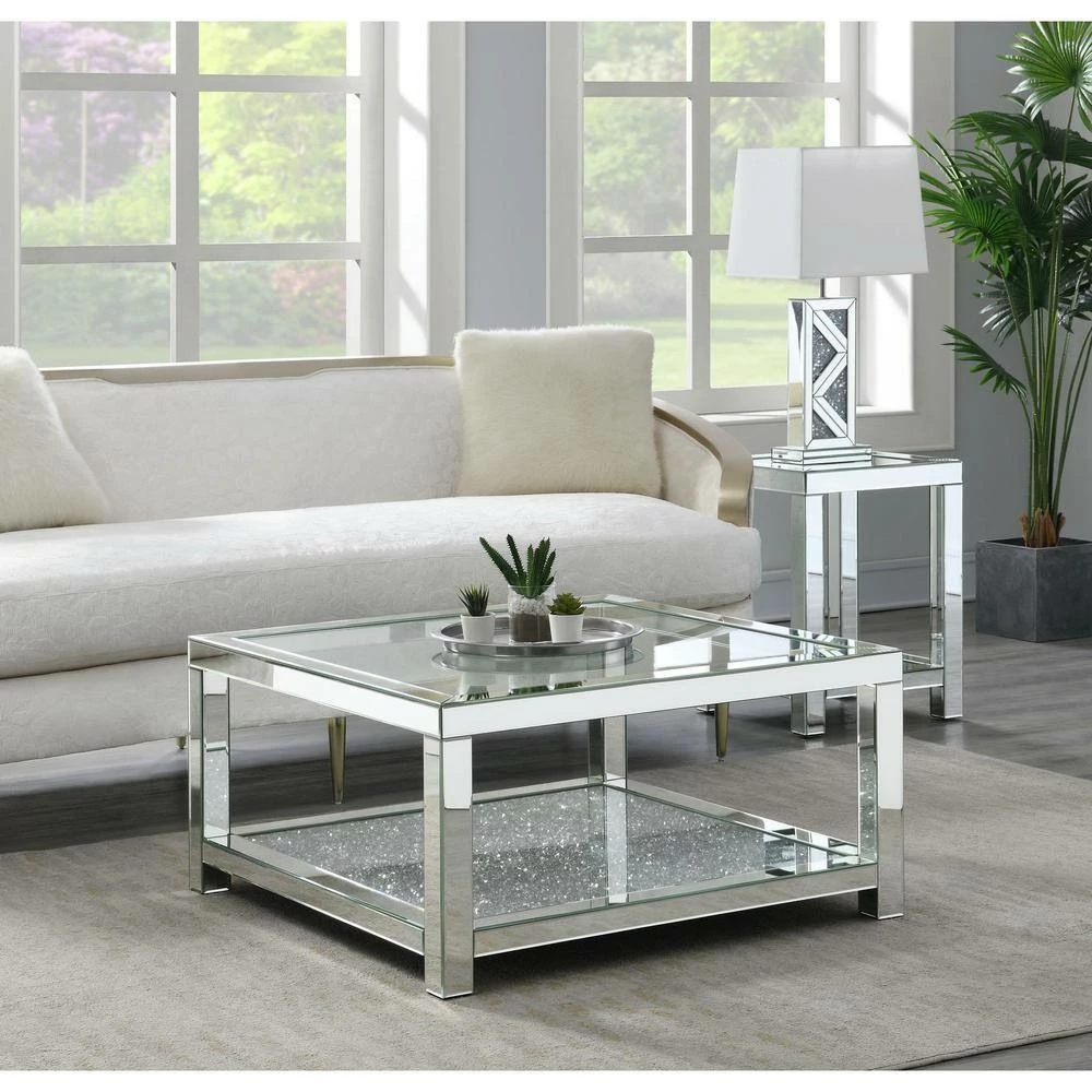 Cheapest 🎁 Strato 36 in. Grey Chrome Rectangle Wood Coffee Table by Picket House Furnishings ❤️ - Image 7