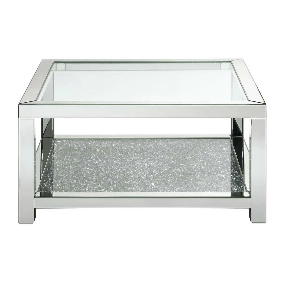 Cheapest 🎁 Strato 36 in. Grey Chrome Rectangle Wood Coffee Table by Picket House Furnishings ❤️ - Image 2