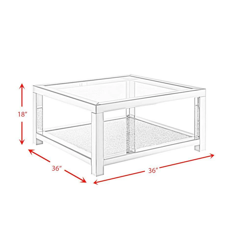 Cheapest 🎁 Strato 36 in. Grey Chrome Rectangle Wood Coffee Table by Picket House Furnishings ❤️ - Image 6