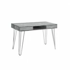 Discount ✔️ Lorain 47 in. Rectangle Gray Metal 3 Drawer Computer Desk by Picket House Furnishings 🌟