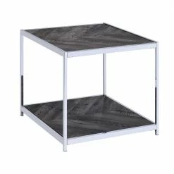 Best Pirce 👏 Lennon Square Chrome 24 in. Wood End Table in Charcoal by Picket House Furnishings 😍