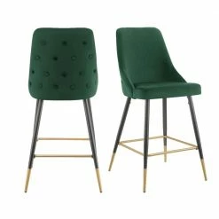 Promo 🥰 Zia 27 in. Emerald High Back Metal Bar Stool (Set of 2) by Picket House Furnishings 😀