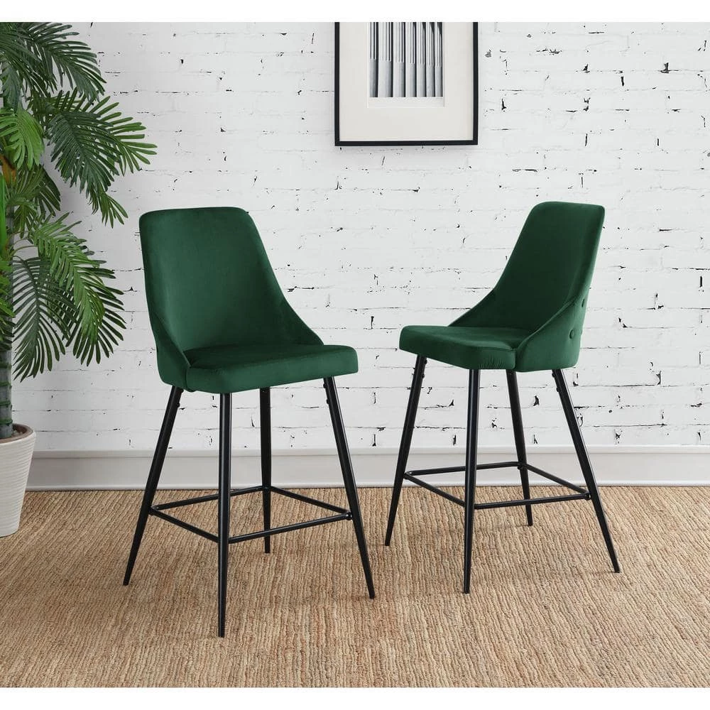 Best deal 🤩 Ziva 27 in. Emerald High Back Metal Bar Stool (Set of 2) by Picket House Furnishings 👍 - Image 9