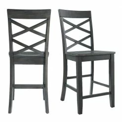 Top 10 😍 Regan 24 in. High Back Counter Side Chair Set in Gray (Set of 2) by Picket House Furnishings 🌟