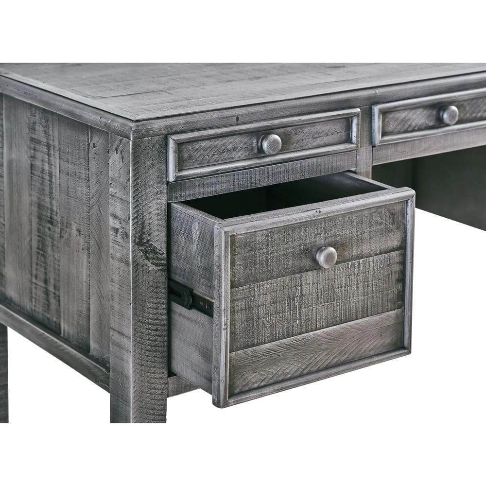 Outlet 🎉 Lenox 66 in. Rectangle Grey Pine 5 Drawer Computer Desk by Picket House Furnishings 🔔 - Image 2