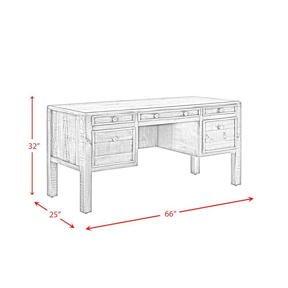 Outlet 🎉 Lenox 66 in. Rectangle Grey Pine 5 Drawer Computer Desk by Picket House Furnishings 🔔 - Image 6