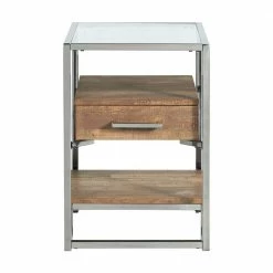 Best Pirce 🔥 Hampton Rectangle Storage 16 in. Glass Side Chair Table in Chrome by Picket House Furnishings 🤩