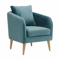 Deals ❤️ Zoe Accent Arm Chair with Wooden Legs in Marine Blue by Picket House Furnishings ⌛