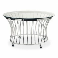Top 10 👏 Astoria 36 in. Metal/Clear Medium Round Glass Coffee Table with Casters by Picket House Furnishings 👏