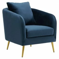 Outlet 🤩 Zuri Navy Accent Chair with Gold Legs by Picket House Furnishings 🌟