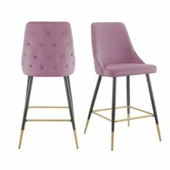 Coupon ⌛ Zia 27 in. Blush High Back Metal Bar Stool (Set of 2) by Picket House Furnishings 🎁