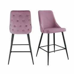 Budget 🛒 Ziva 27 in. Blush High Back Metal Bar Stool (Set of 2) by Picket House Furnishings 🌟