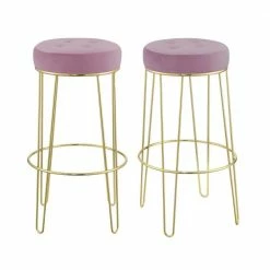 Outlet ⌛ Vera 29 in. Blush Backless Metal Bar Stool (Set of 2) by Picket House Furnishings 💯
