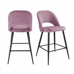 Best Pirce 😉 Loran 28.5 in. Blush High Back Metal Bar Stool (Set of 2) by Picket House Furnishings 🔔